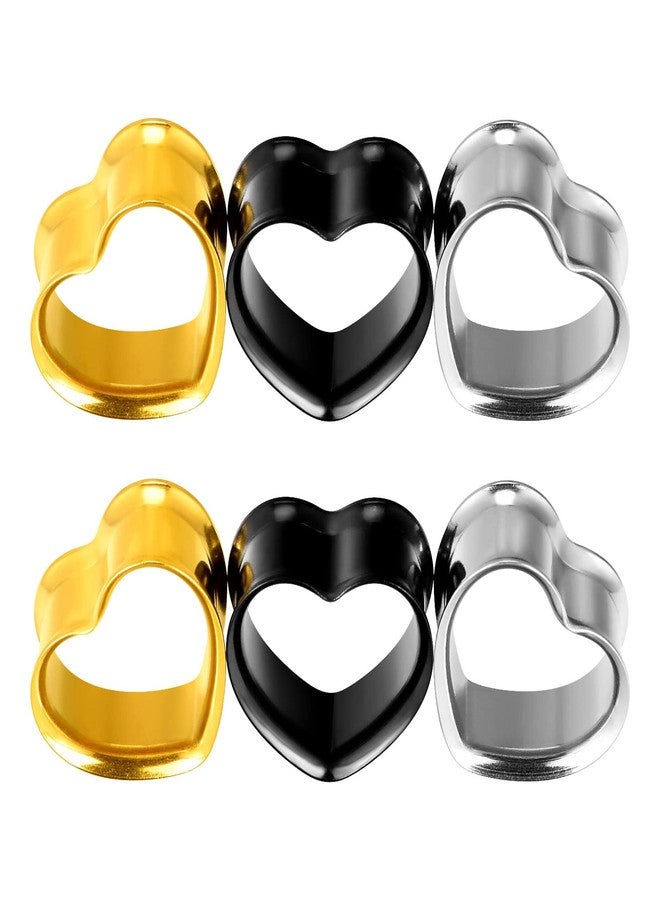 Qmcandy 6pcs Heart Shape Ear Tunnels Stainless Steel Gauges For Ears Piercing Earrings for Stretched Earlobe 12mm - Image 1